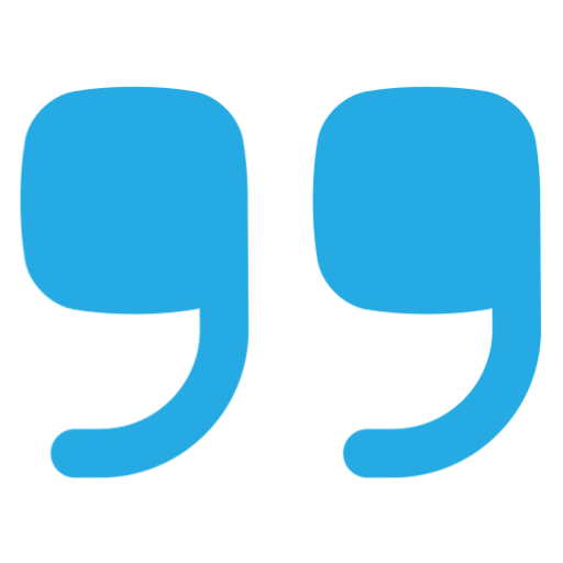 Black background with blue quote symbols