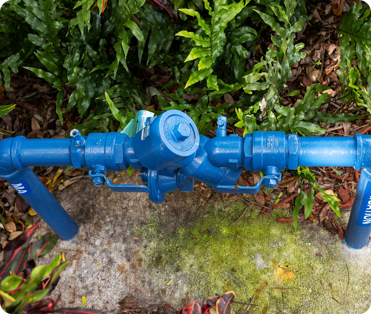 Industrial pipe installation on concrete slab