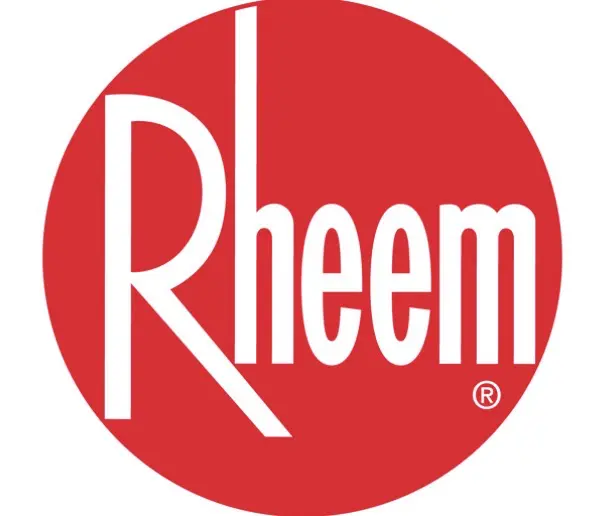 Rheem logo in a red circle with white text.